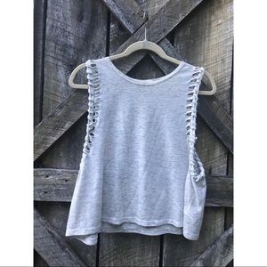 Gray Cropped Muscle Tank